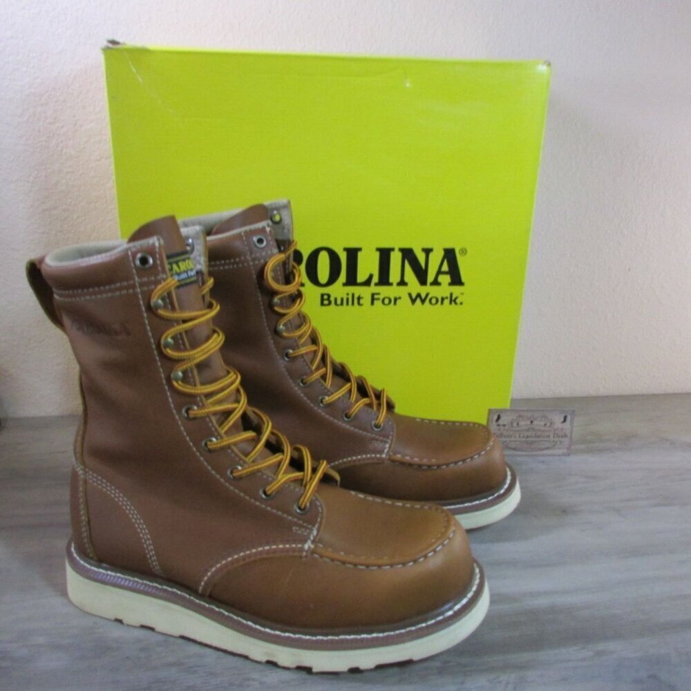 Carolina Men's 14 AMP MX 8" Steel Moc Toe Wedge Work Boots Dark Brown CA7562